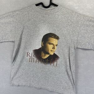 Vintage 1999 Ricky Martin Kids Large (14-16) Tour Graphic T-Shirt‎ Gray Rare